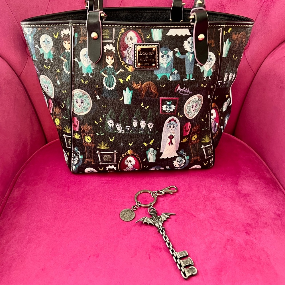 Dooney & Bourke - Disney Haunted Mansion Handbag & Keychain Rare Black Retired - Picture 3 of 16